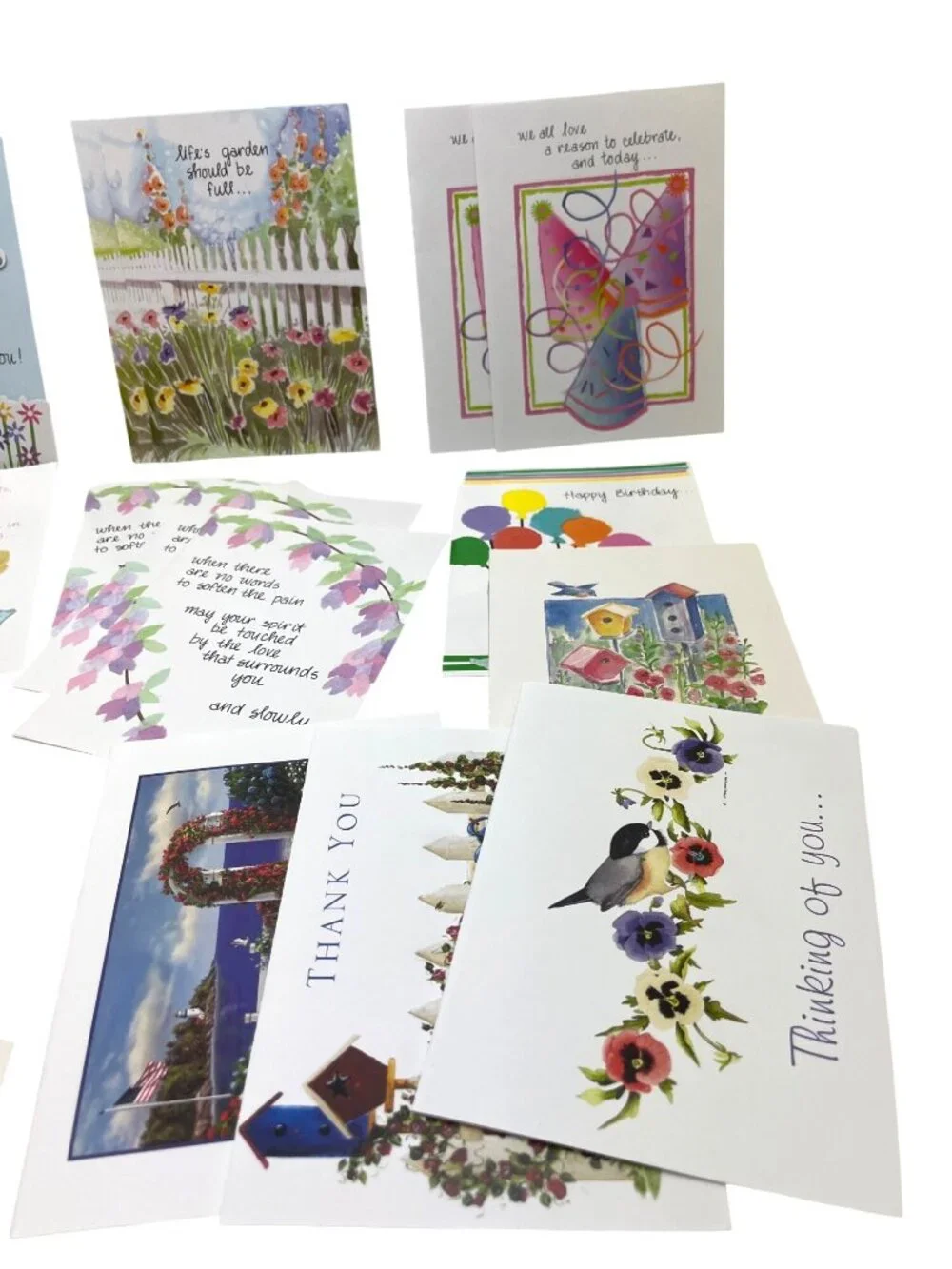 Assorted 19 Greeting Cards With 11 Envelopes - Birthday Thank You & More Floral